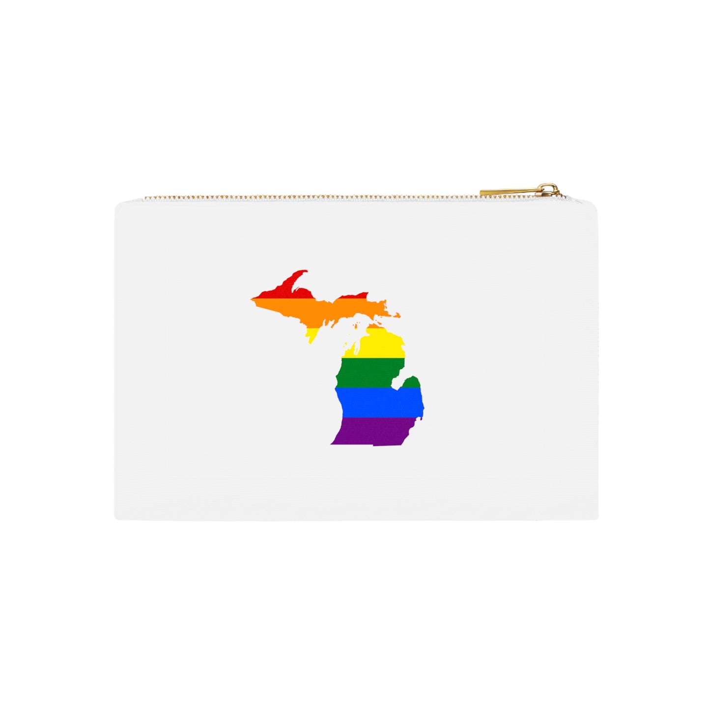 Michigan Cosmetic Bag (w/ Rainbow Pride Flag) | Cotton Canvas