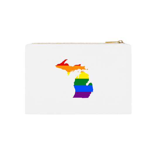 Michigan Cosmetic Bag (w/ Rainbow Pride Flag) | Cotton Canvas