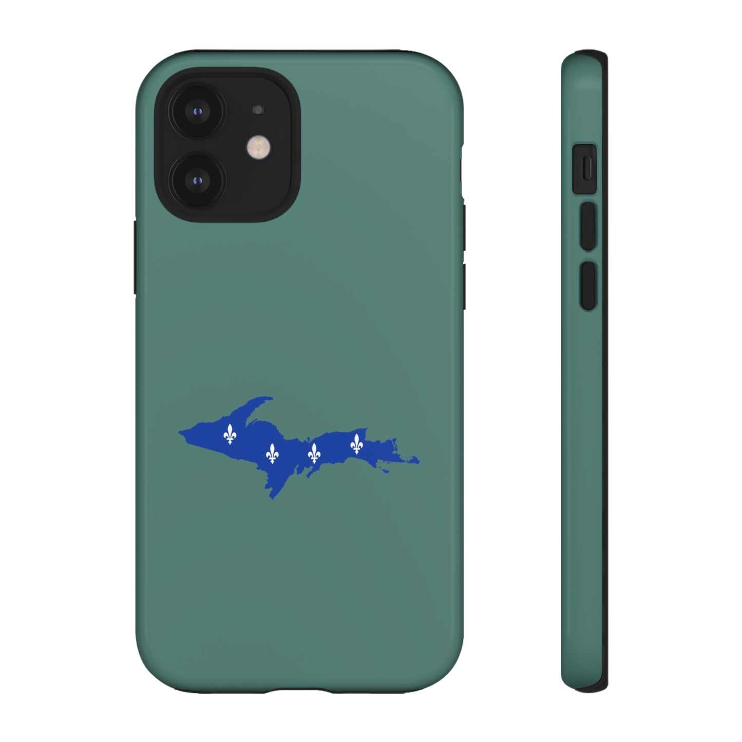 Michigan Upper Peninsula Tough Phone Case (Copper Green w/ UP Quebec Flag Outline) | Apple iPhone