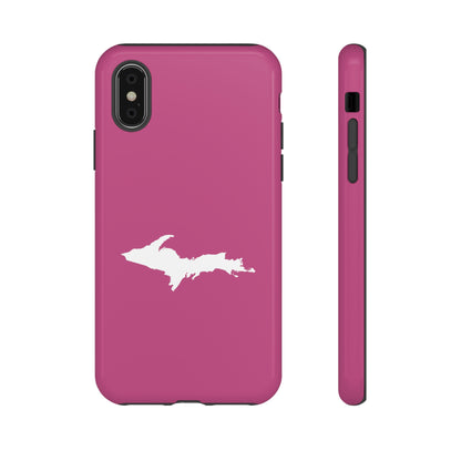 Michigan Upper Peninsula Tough Phone Case (Apple Blossom Pink w/ UP Outline) | Apple iPhone