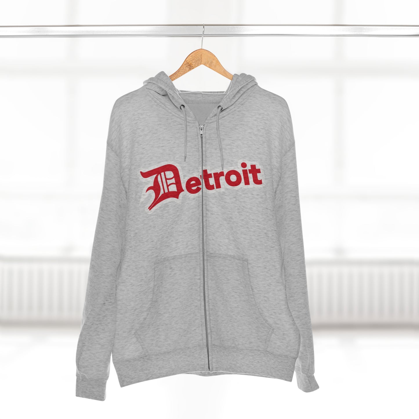 'Detroit' Hoodie (Aliform Red w/ Old English 'D') | Unisex Full Zip