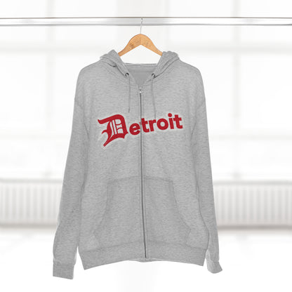 'Detroit' Hoodie (Aliform Red w/ Old English 'D') | Unisex Full Zip