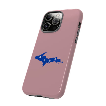 Michigan Upper Peninsula Tough Phone Case (Cherry Blossom Pink w/ UP Quebec Flag Outline) | Apple iPhone