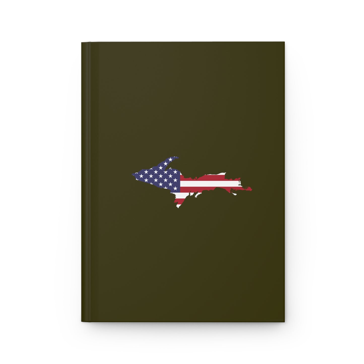 Michigan Upper Peninsula Hardcover Journal (w/ UP USA Flag) | Ruled - Military Green