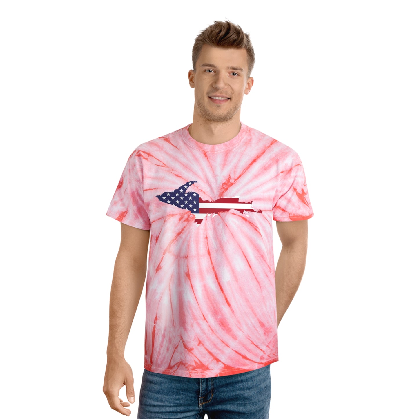 Michigan Upper Peninsula Tie-Dye T-Shirt (w/ UP USA Flag) | Unisex Cyclone