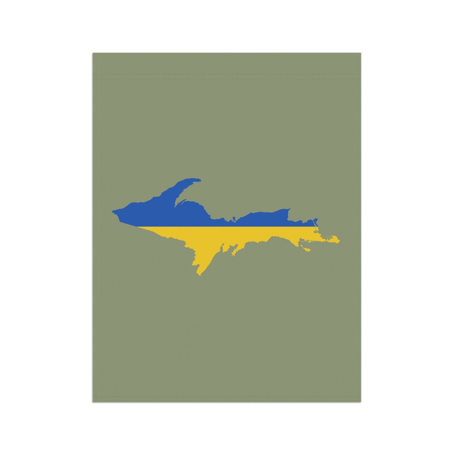 Michigan Upper Peninsula Home & Garden Flag (w/ UP Ukraine Flag) | Beachgrass Green