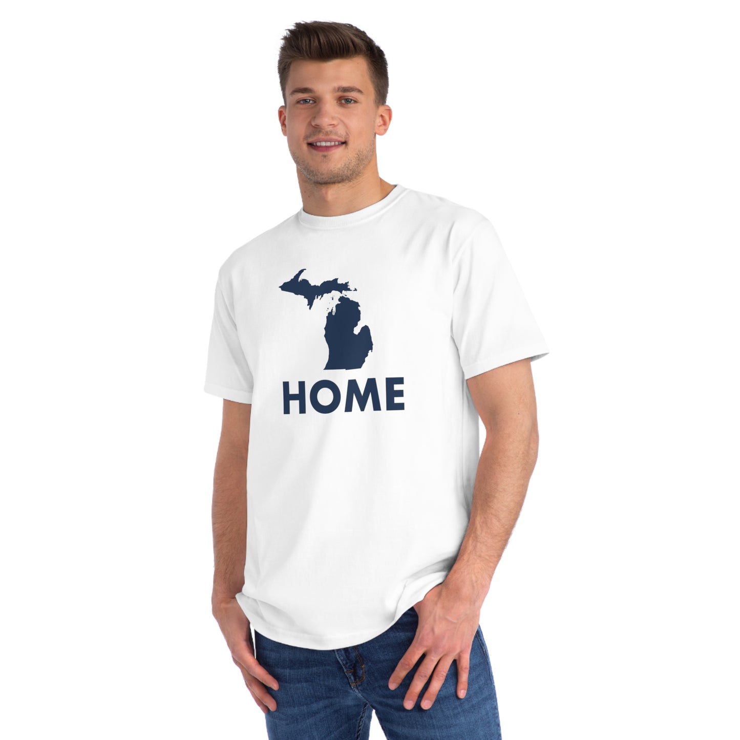 Michigan 'Home' T-Shirt (Geometric Sans Font) | Organic Unisex