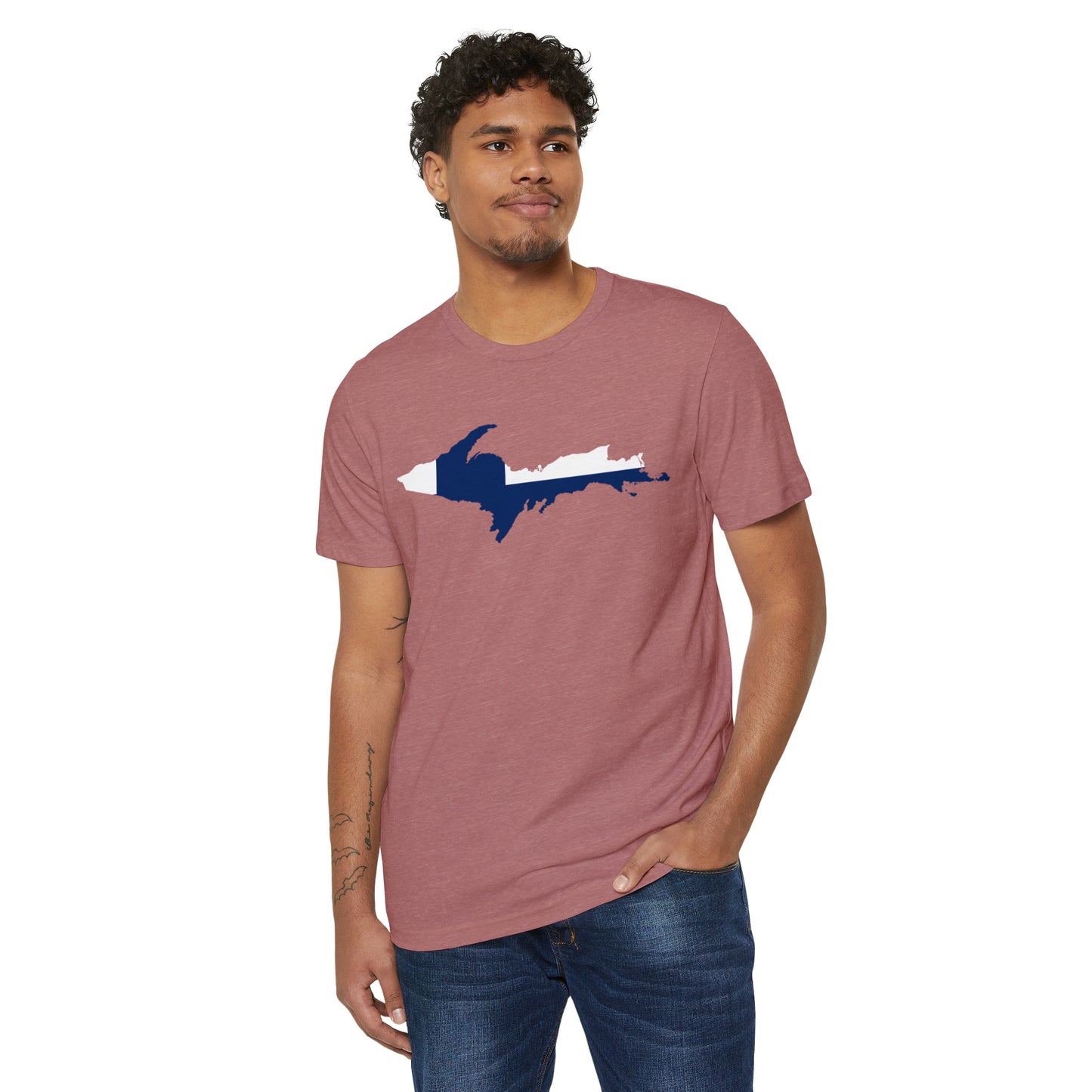 Michigan Upper Peninsula T-Shirt (w/ UP Finland Flag) | Unisex Recycled Organic