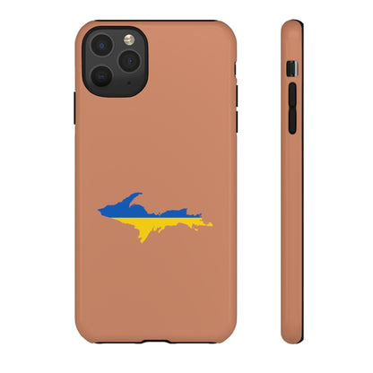 Michigan Upper Peninsula Tough Phone Case (Copper Color w/ UP Ukraine Flag Outline) | Apple iPhone