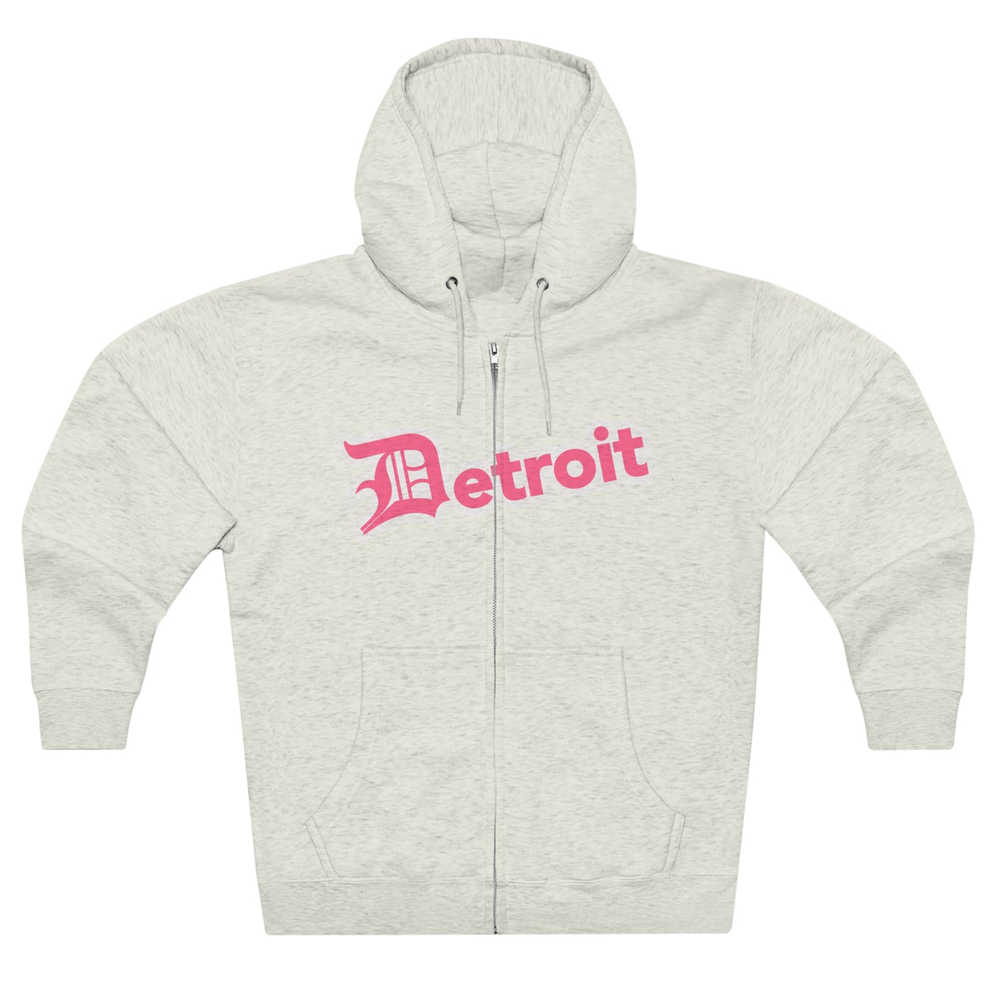 'Detroit' Hoodie (Rhodochrosite Pink w/ Old English 'D') | Unisex Full Zip