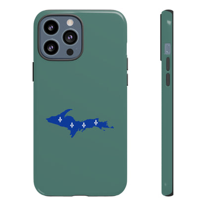 Michigan Upper Peninsula Tough Phone Case (Copper Green w/ UP Quebec Flag Outline) | Apple iPhone