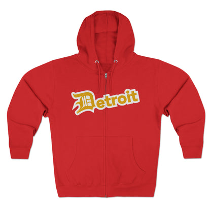 'Detroit' Hoodie (Gold w/ Old English 'D') | Unisex Full Zip