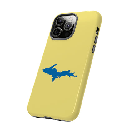 Michigan Upper Peninsula Tough Phone Case (Yellow Cherry Color w/ Azure UP Outline) | Apple iPhone