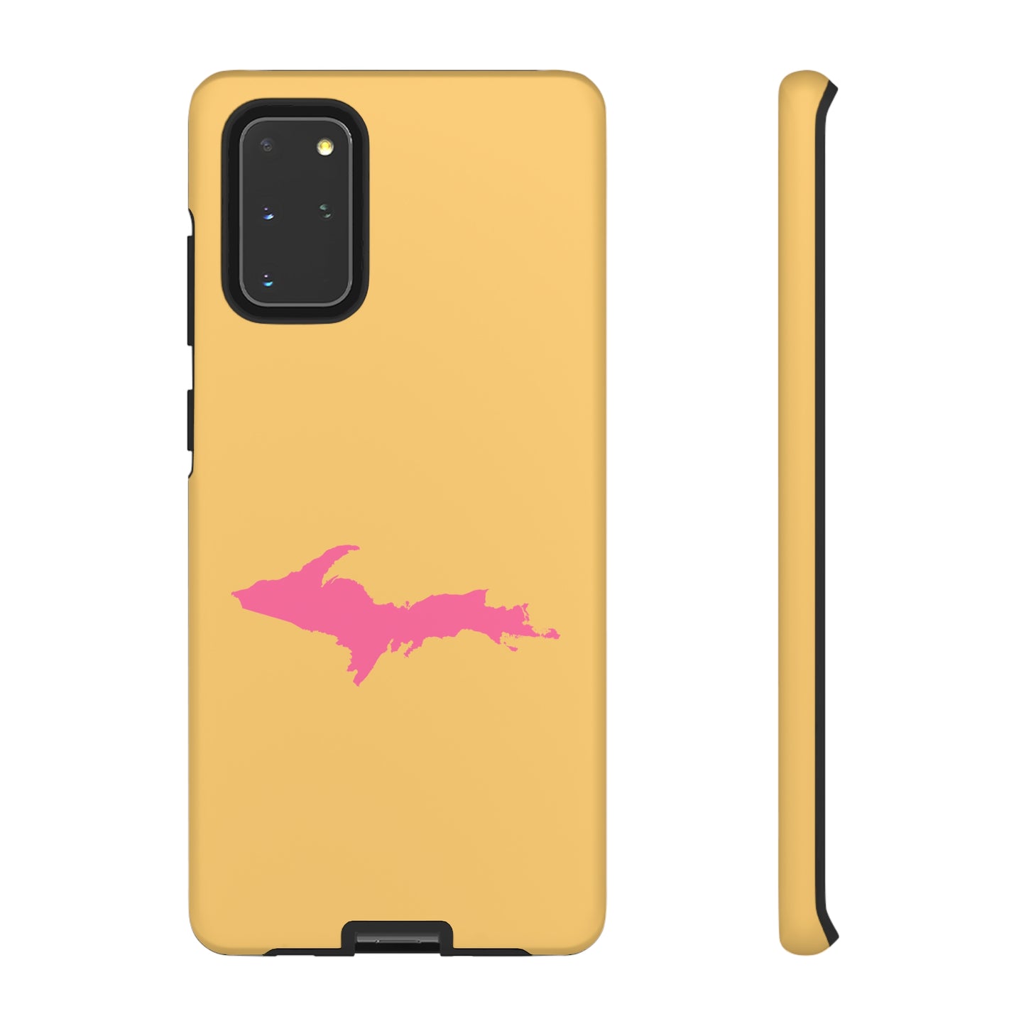 Michigan Upper Peninsula Tough Phone Case (Citrine w/ Pink UP Outline) | Samsung & Pixel Android