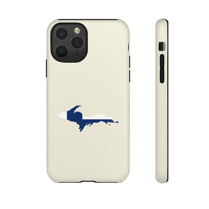 Michigan Upper Peninsula Tough Phone Case (Ivory Color w/ UP Finland Flag Outline) | Apple iPhone