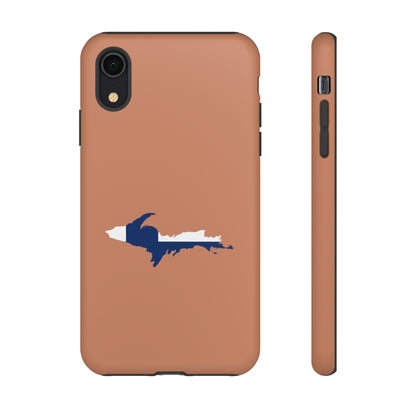 Michigan Upper Peninsula Tough Phone Case (Copper Color w/ UP Finland Flag Outline) | Apple iPhone