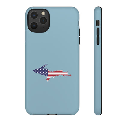 Michigan Upper Peninsula Tough Phone Case (Opal Blue w/ UP USA Flag Outline) | Apple iPhone