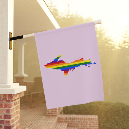 Michigan Upper Peninsula Home & Garden Flag (w/ UP Rainbow Pride Flag) | Pale Lavender