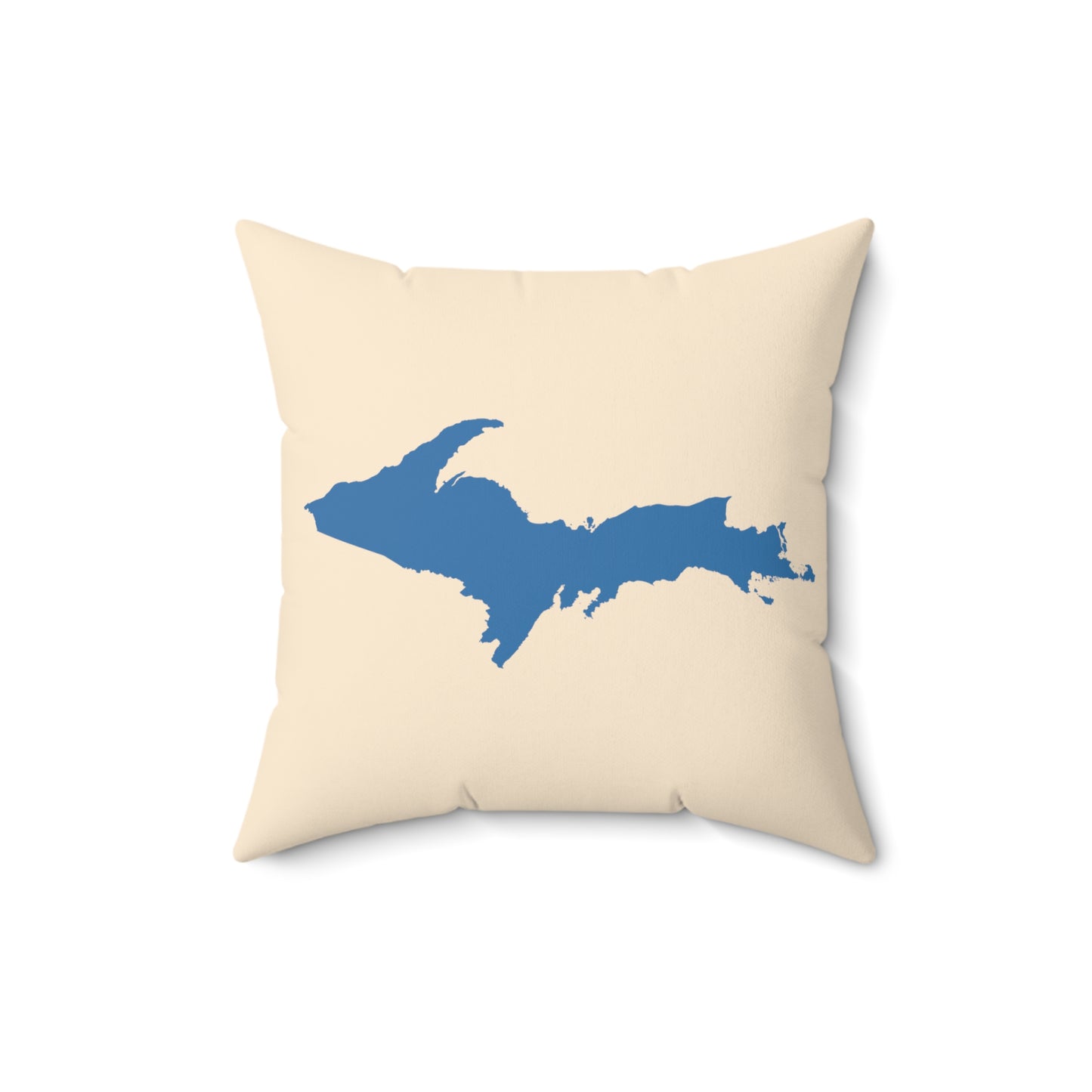 Michigan Upper Peninsula Accent Pillow (w/ UP Outline) | Champagne White