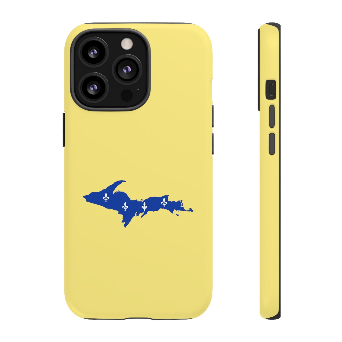 Michigan Upper Peninsula Tough Phone Case (Yellow Cherry Color w/ UP Quebec Flag Outline) | Apple iPhone