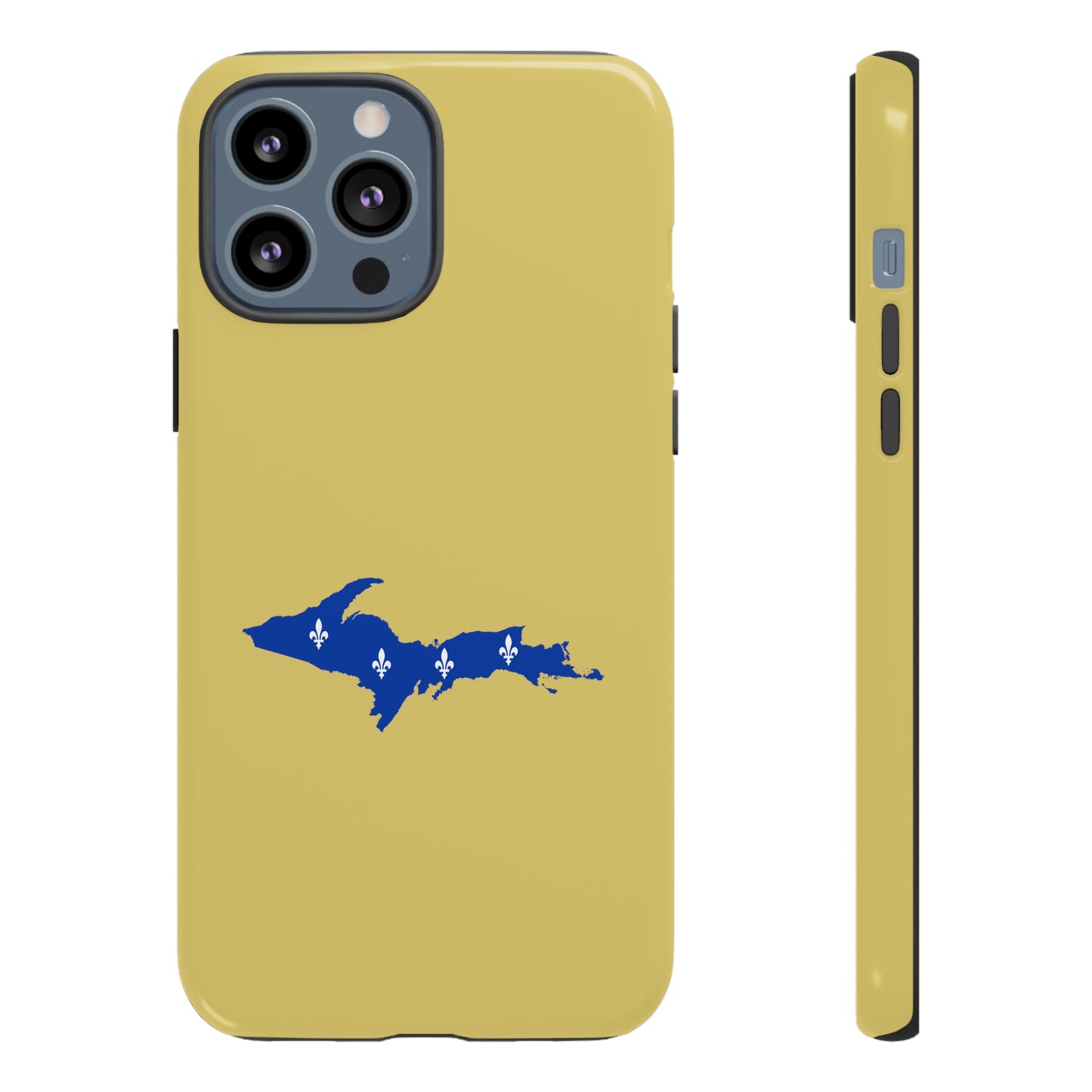 Michigan Upper Peninsula Tough Phone Case (Plum Yellow w/ UP Quebec Flag Outline) | Apple iPhone