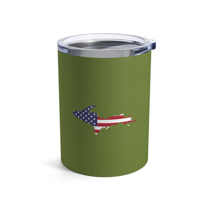 Michigan Upper Peninsula Tumbler (w/ UP USA Flag) | Olive Green - 10oz