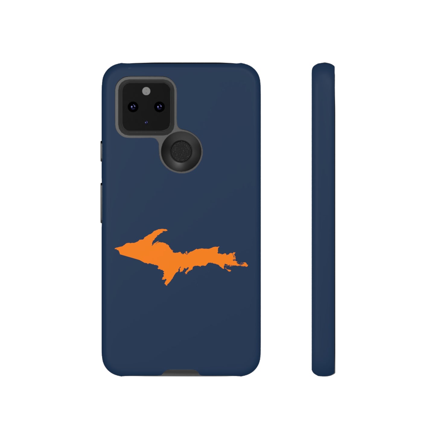 Michigan Upper Peninsula Tough Phone Case (Navy w/ Orange UP Outline) | Samsung & Pixel Android