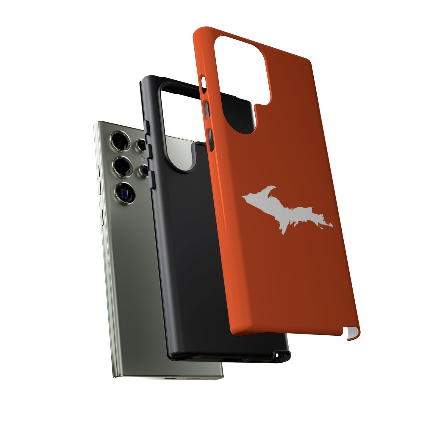 Michigan Upper Peninsula Tough Phone Case (Maple Leaf Orange w/ UP Outline) | Samsung & Pixel Android