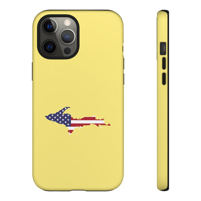 Michigan Upper Peninsula Tough Phone Case (Yellow Cherry Color w/ UP USA Outline) | Apple iPhone