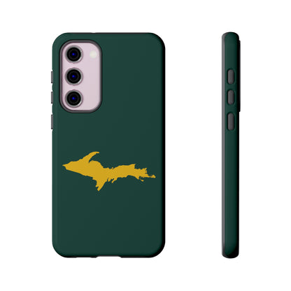 Michigan Upper Peninsula Tough Phone Case (Green w/ Gold UP Outline) | Samsung & Pixel Android