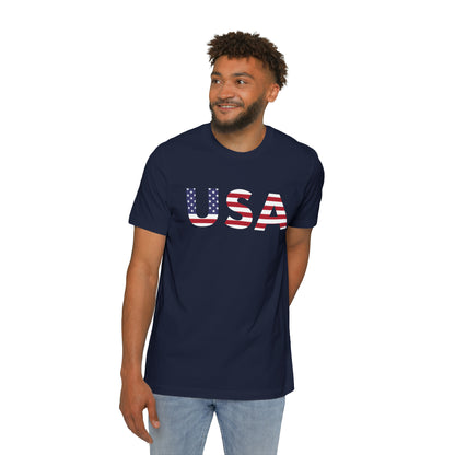 'USA' T-Shirt (Geometric Sans Flag Edition) | Made in USA