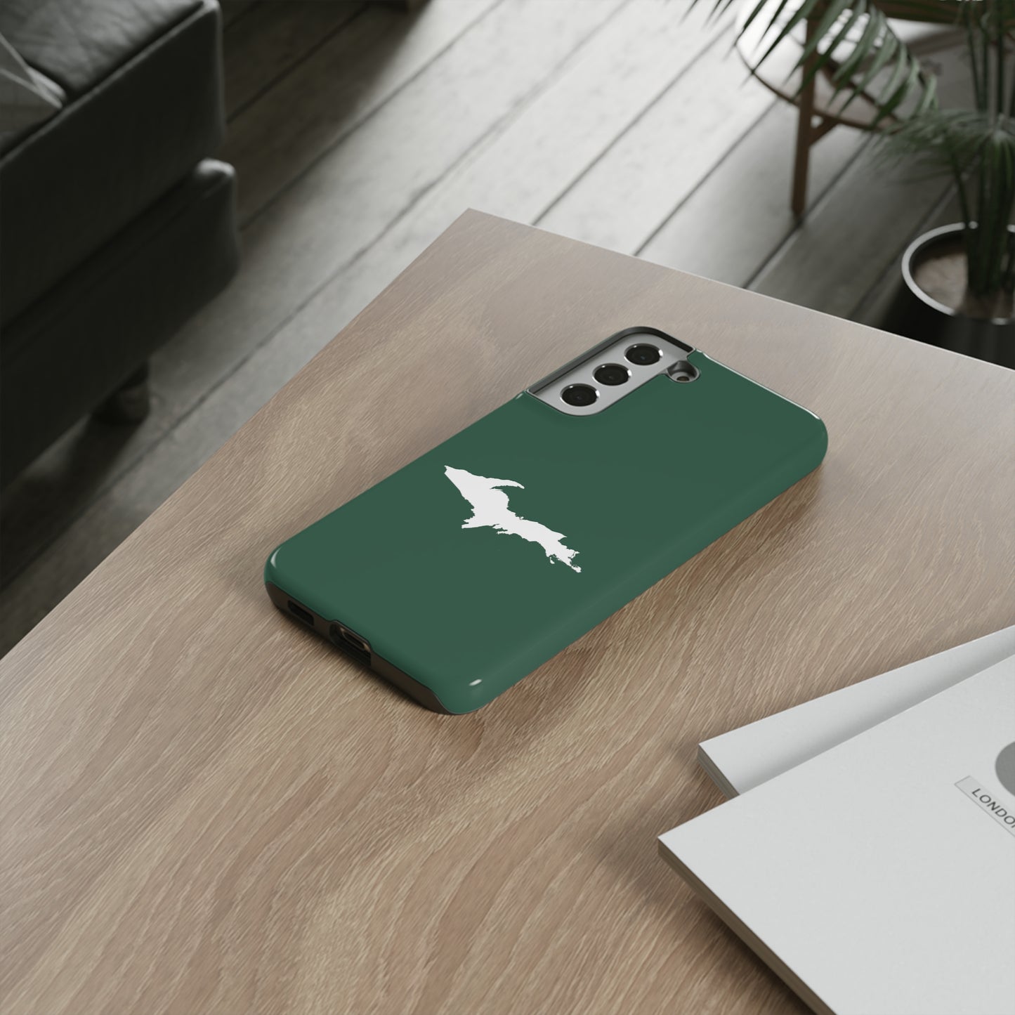 Michigan Upper Peninsula Tough Phone Case (Ginger Ale Green w/ UP Outline) | Samsung & Pixel Android