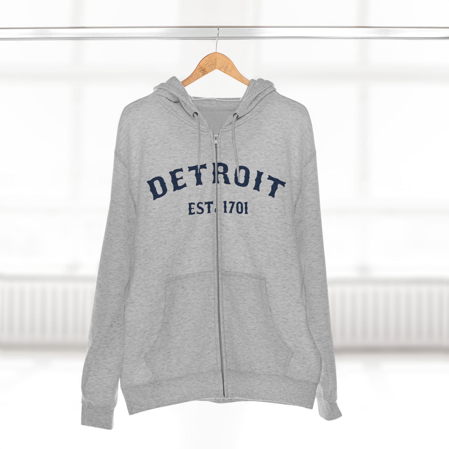 'Detroit EST. 1701' Hoodie (Ballpark Font) | Unisex Full Zip