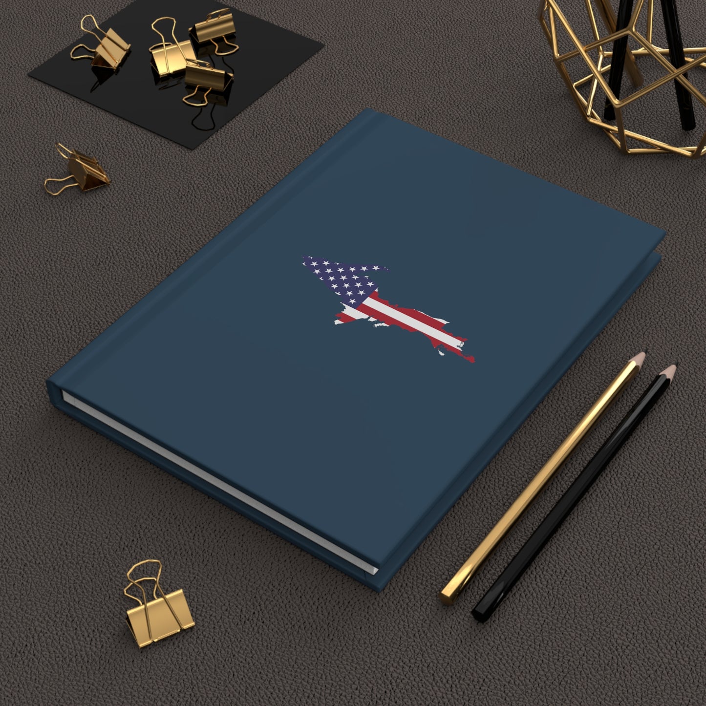 Michigan Upper Peninsula Hardcover Journal (w/ UP USA Flag) | Ruled - '37 Caddie Blue