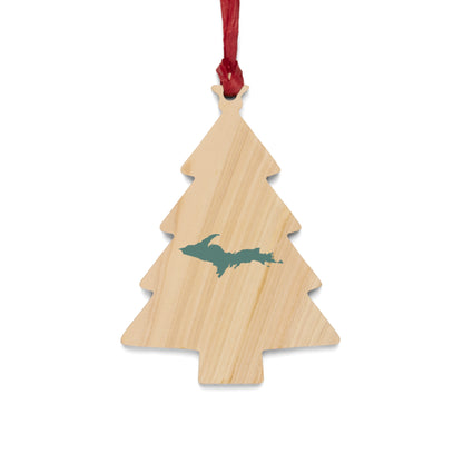 Michigan Upper Peninsula Christmas Ornament (Copper Green) | Wooden - 6 Shapes