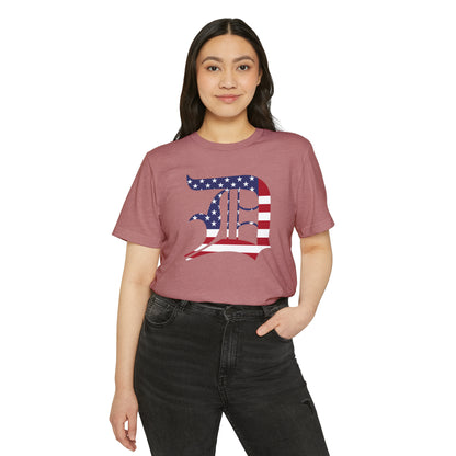 Detroit 'Old English D' T-Shirt (Patriotic Edition) | Unisex Recycled Organic