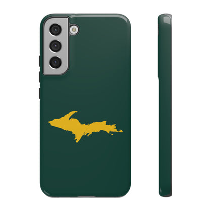 Michigan Upper Peninsula Tough Phone Case (Green w/ Gold UP Outline) | Samsung & Pixel Android