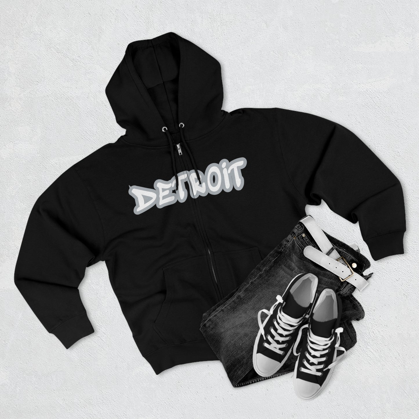 Detroit' Hoodie (Silver Tag Font) | Unisex Full Zip