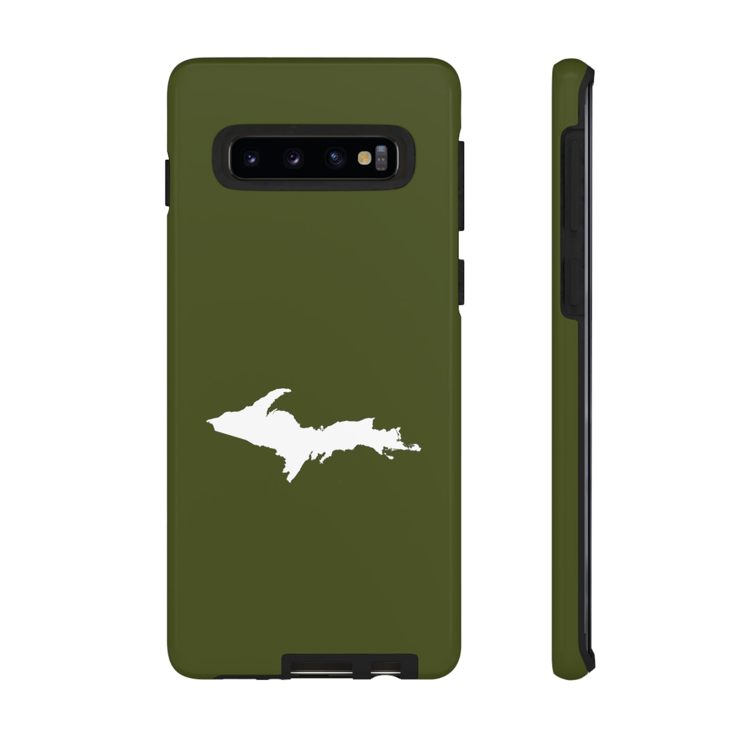 Michigan Upper Peninsula Tough Phone Case (Army Green w/ UP Outline) | Samsung & Pixel Android