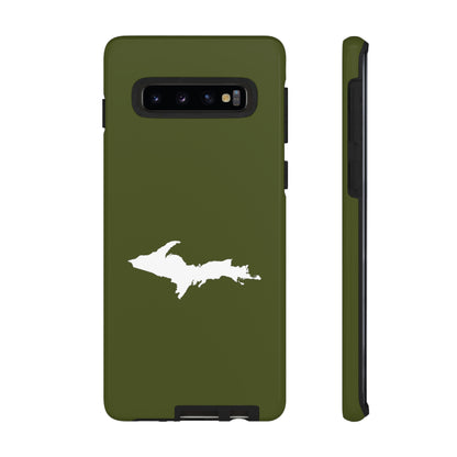 Michigan Upper Peninsula Tough Phone Case (Army Green w/ UP Outline) | Samsung & Pixel Android