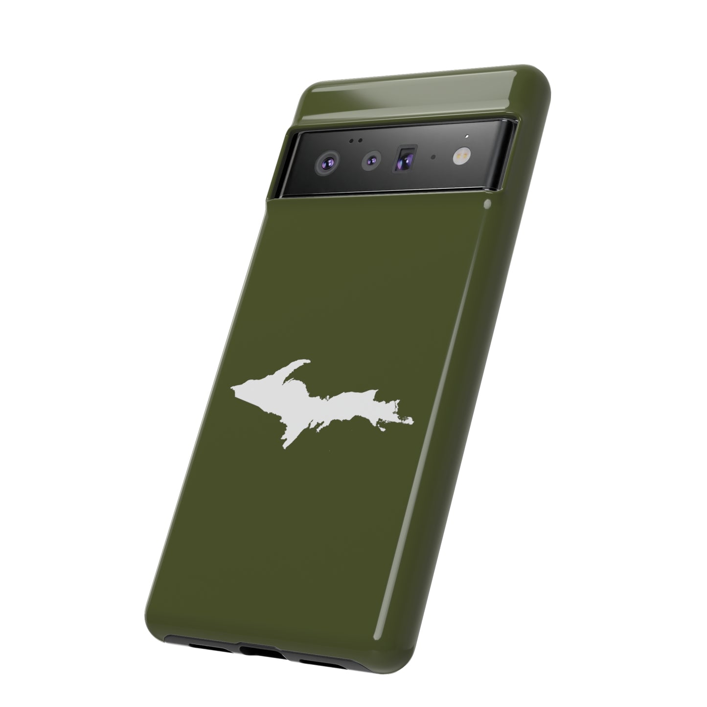 Michigan Upper Peninsula Tough Phone Case (Army Green w/ UP Outline) | Samsung & Pixel Android