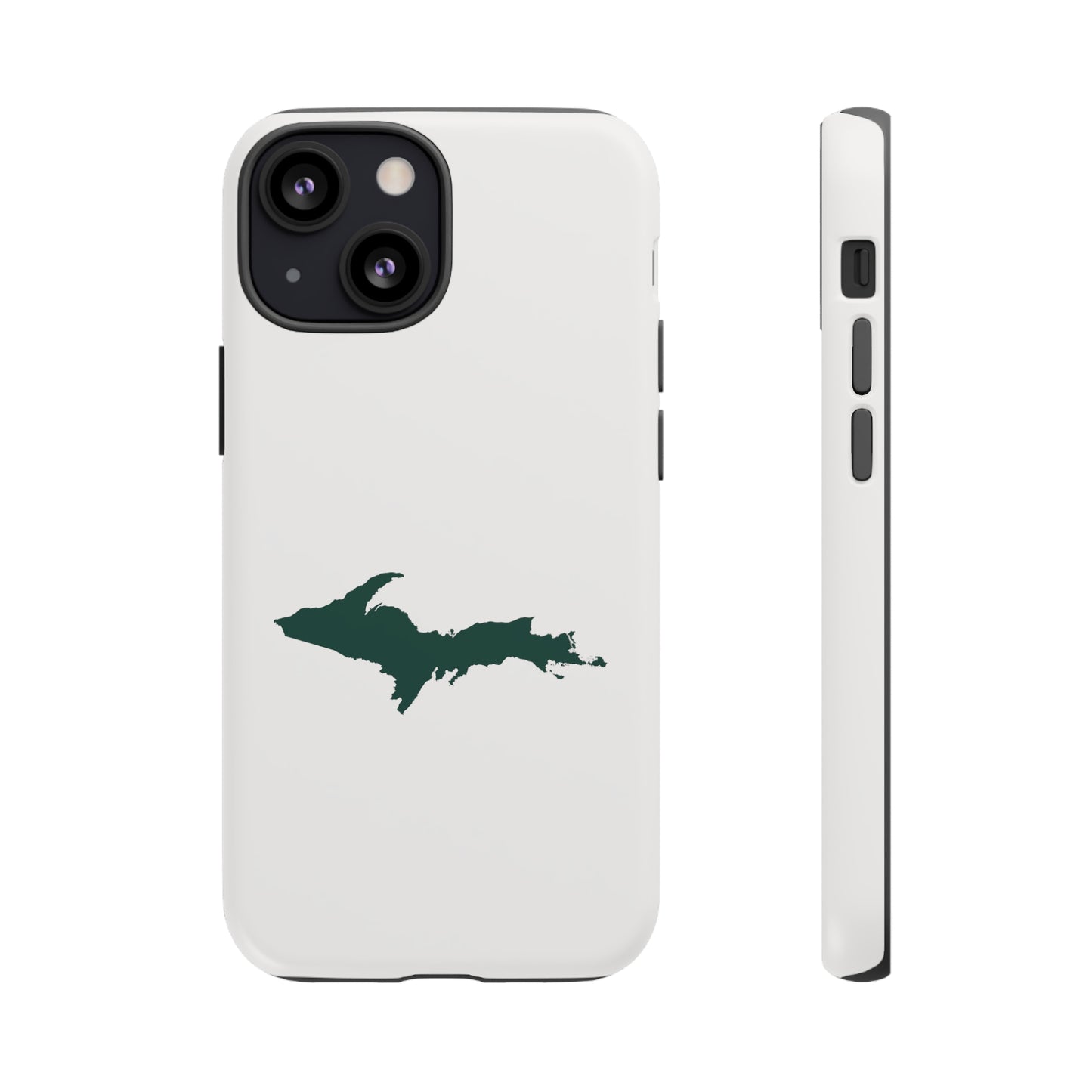 Michigan Upper Peninsula Tough Phone Case (Birch Bark White w/ Green UP Outline) | Apple iPhone