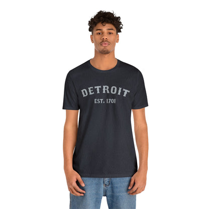 Detroit EST. 1701' T-Shirt (Silver Ballpark Font) | Unisex Standard