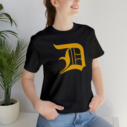 Detroit 'Old English D' T-Shirt (Gold) | Unisex Standard