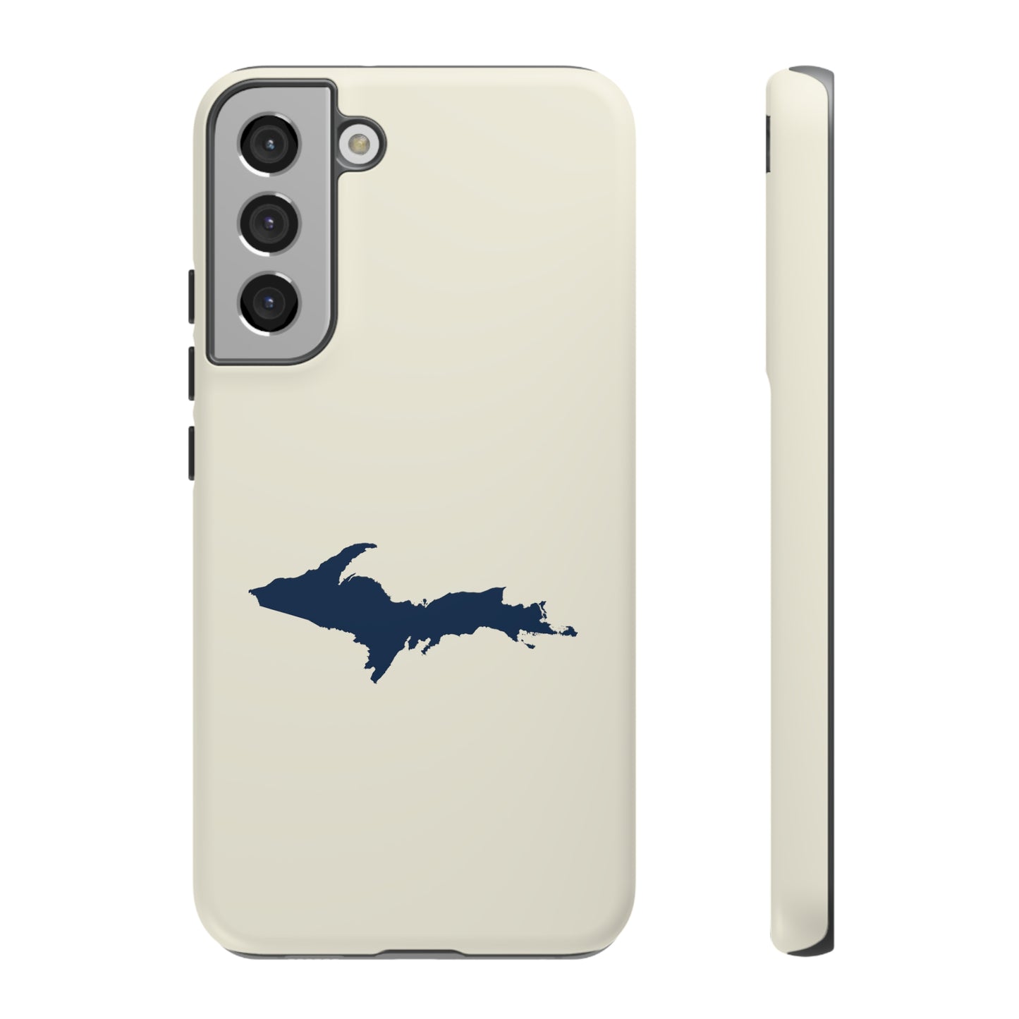 Michigan Upper Peninsula Tough Phone Case (Ivory w/ Navy UP Outline) | Samsung & Pixel Android