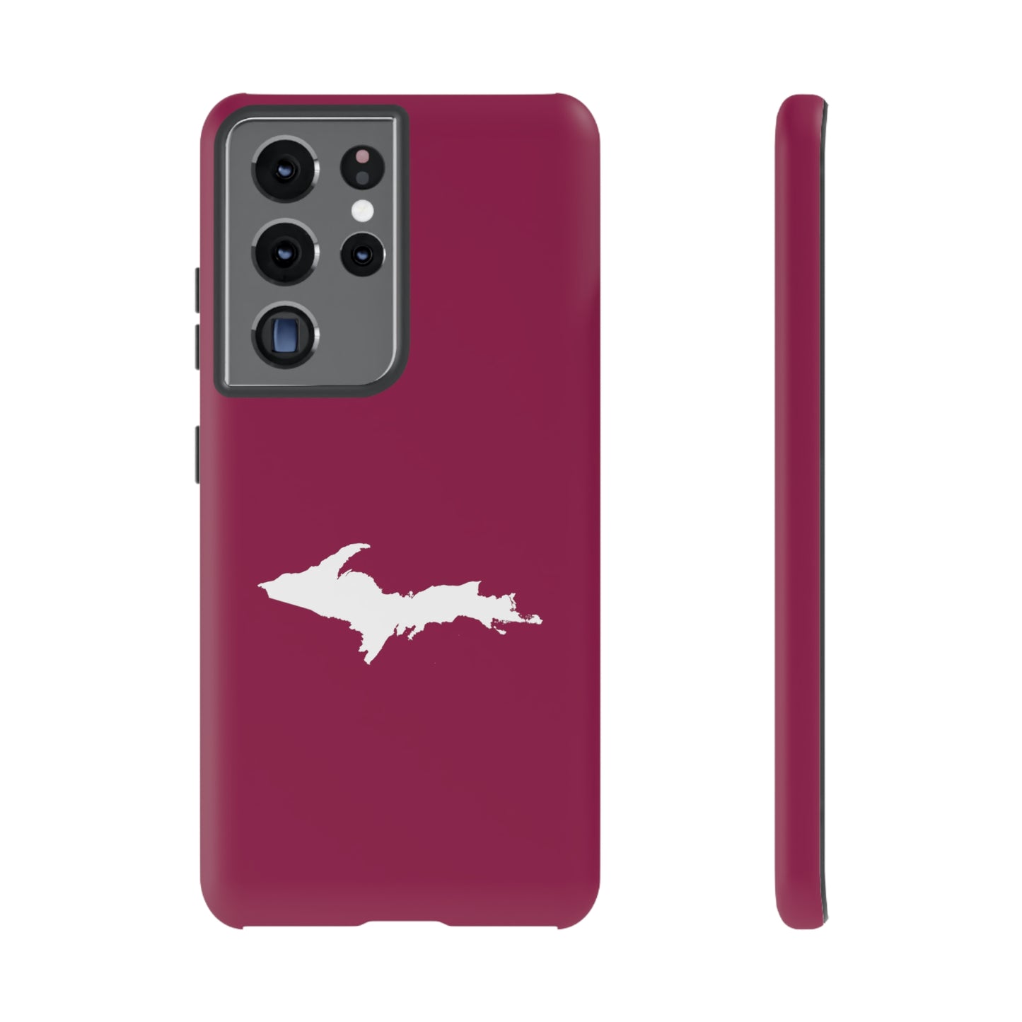 Michigan Upper Peninsula Tough Phone Case (Ruby Red w/ UP Outline) | Samsung & Pixel Android