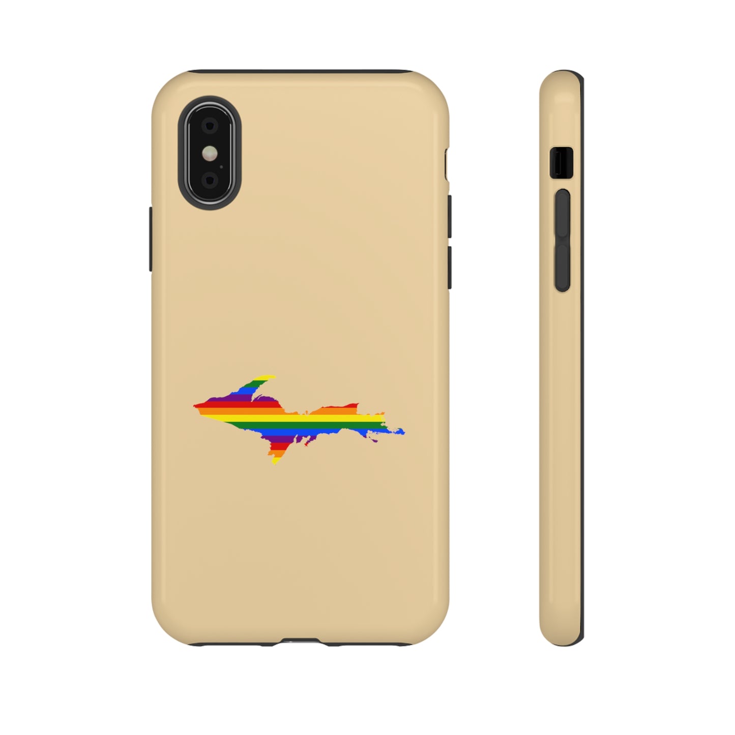 Michigan Upper Peninsula Tough Phone Case (Maple Color w/ UP Pride Flag Outline) | Apple iPhone