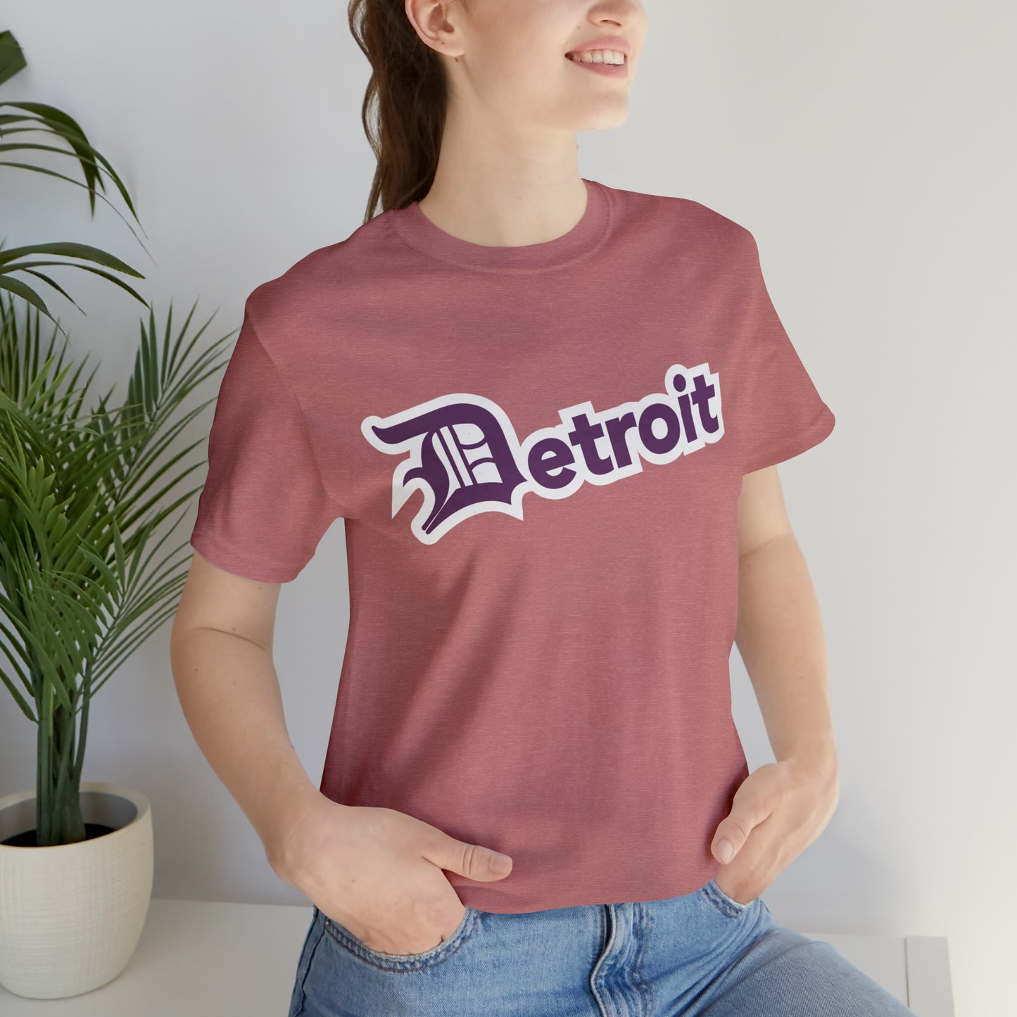 'Detroit' T-Shirt (Plum w/ Old English 'D') | Unisex Standard