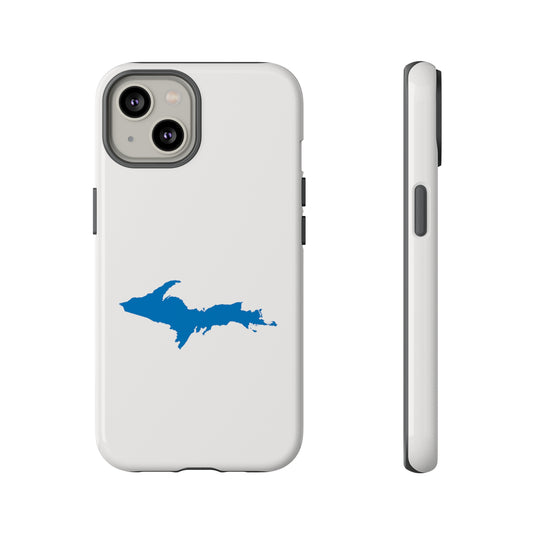 Michigan Upper Peninsula Tough Phone Case (Birch Bark White w/ Azure UP Outline) | Apple iPhone