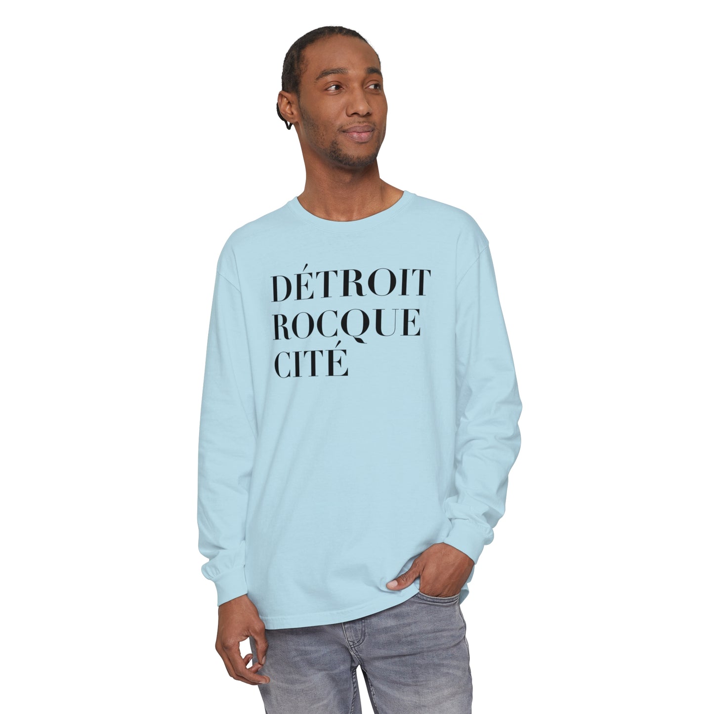 'Détroit Rocque Cité' Garment-Dyed T-Shirt | Unisex Long Sleeve